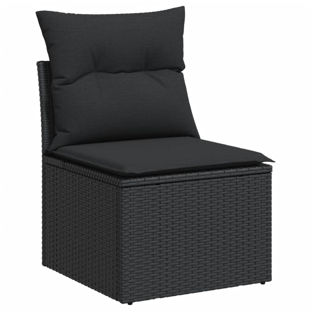 Set Divani da Giardino 10pz con Cuscini in Polyrattan Nero 3226321