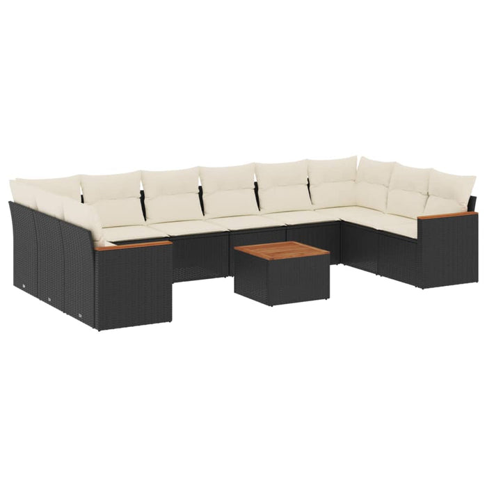 Set Divani da Giardino 11 pz con Cuscini in Polyrattan Nero 3226329