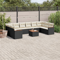 Set Divani da Giardino 11 pz con Cuscini in Polyrattan Nero 3226329