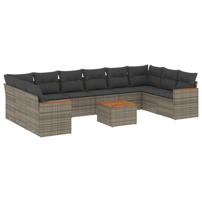 Set Divani da Giardino 11 pz con Cuscini in Polyrattan Grigio 3226333