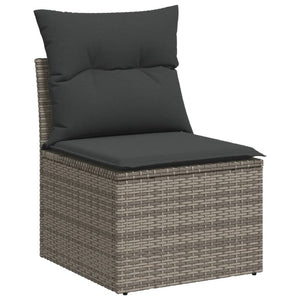 Set Divani da Giardino 11 pz con Cuscini in Polyrattan Grigio 3226333