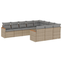 Set Divano da Giardino 10 pz con Cuscini Beige Misto Polyrattan 3226339