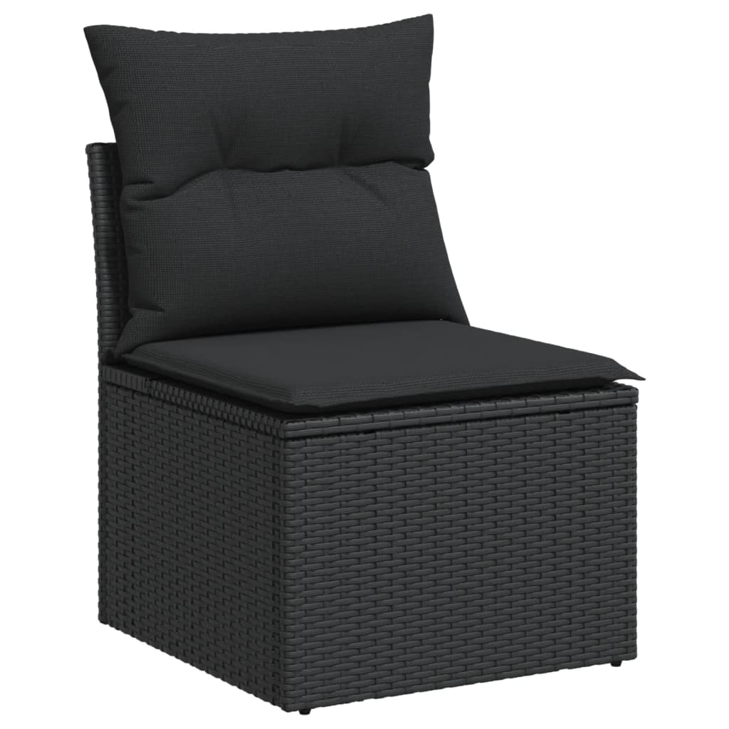 Set Divani da Giardino 10pz con Cuscini in Polyrattan Nero 3226349