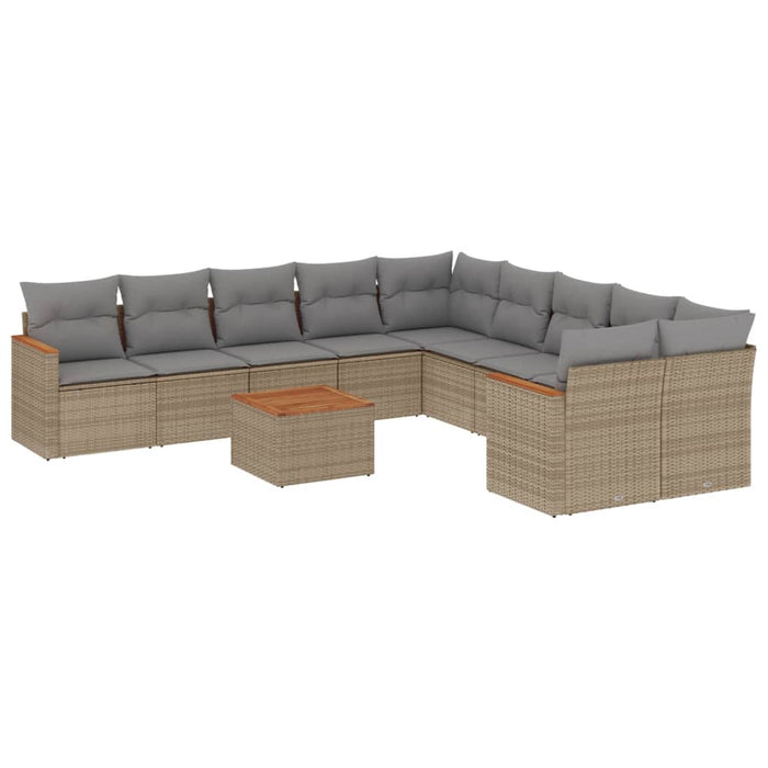 Set Divano da Giardino 11 pz con Cuscini Beige Misto Polyrattan 3226360