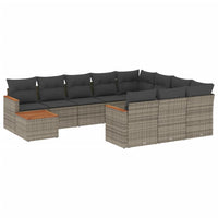 Set Divani da Giardino 11 pz con Cuscini in Polyrattan Grigio 3226368