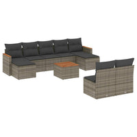 Set Divano da Giardino 10 pz con Cuscini Grigio in Polyrattancod mxl 114575