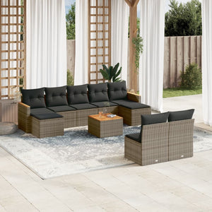 Set Divano da Giardino 10 pz con Cuscini Grigio in Polyrattancod mxl 114575