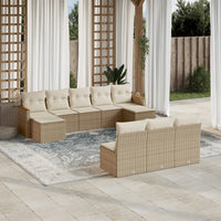 Set Divano da Giardino 10 pz con Cuscini Beige in Polyrattan 3226387