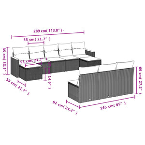 Set Divano da Giardino 10 pz con Cuscini Grigio in Polyrattan 3226389