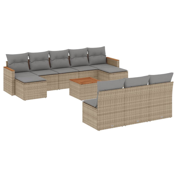 Set Divano da Giardino 11 pz con Cuscini Beige Misto Polyrattan 3226395