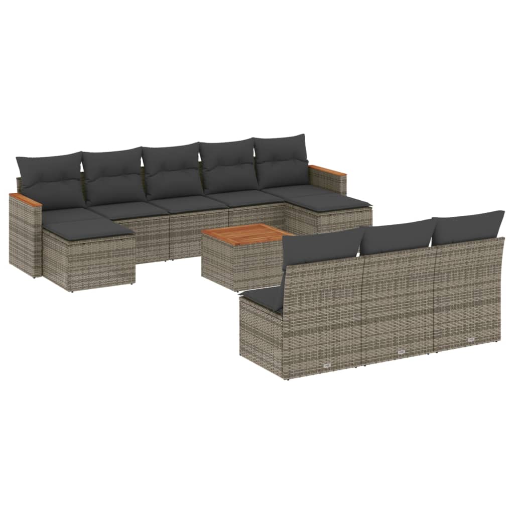 Set Divani da Giardino 11 pz con Cuscini in Polyrattan Grigiocod mxl 113100