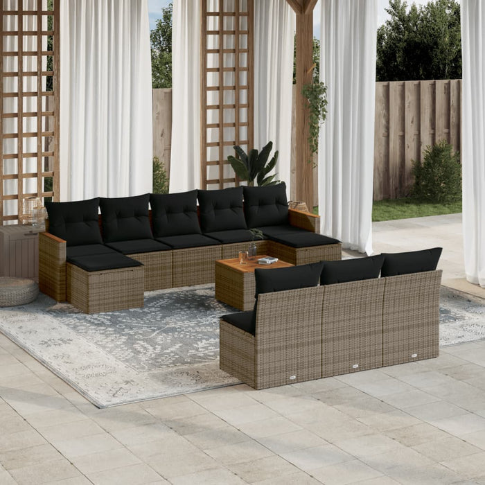 Set Divani da Giardino 11 pz con Cuscini in Polyrattan Grigiocod mxl 113100