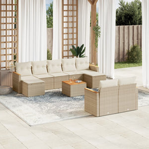 Set Divano da Giardino 10 pz con Cuscini Beige in Polyrattan 3226408