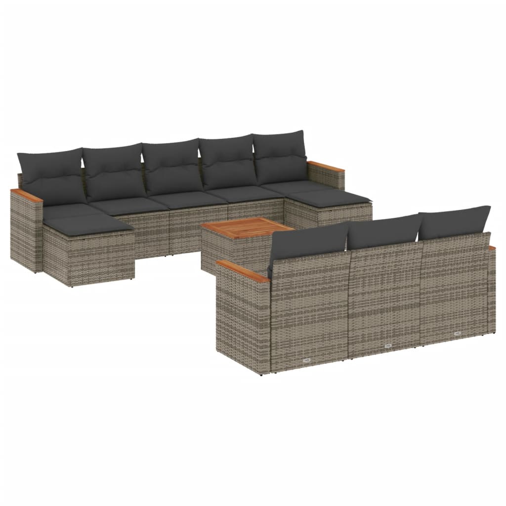 Set Divani da Giardino 11 pz con Cuscini in Polyrattan Grigiocod mxl 89109