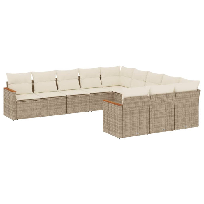 Set Divani da Giardino 11 pz con Cuscini Beige in Polyrattan 3226429