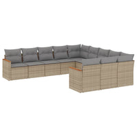 Set Divano da Giardino 11 pz con Cuscini Beige Misto Polyrattan 3226430