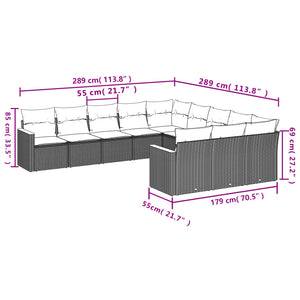 Set Divano da Giardino 11 pz con Cuscini Beige Misto Polyrattan 3226430