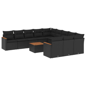 Set Divani da Giardino 12 pz con Cuscini Nero in Polyrattancod mxl 114445