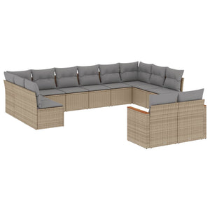 Set Divano da Giardino 12 pz con Cuscini Beige Misto Polyrattan 3226444