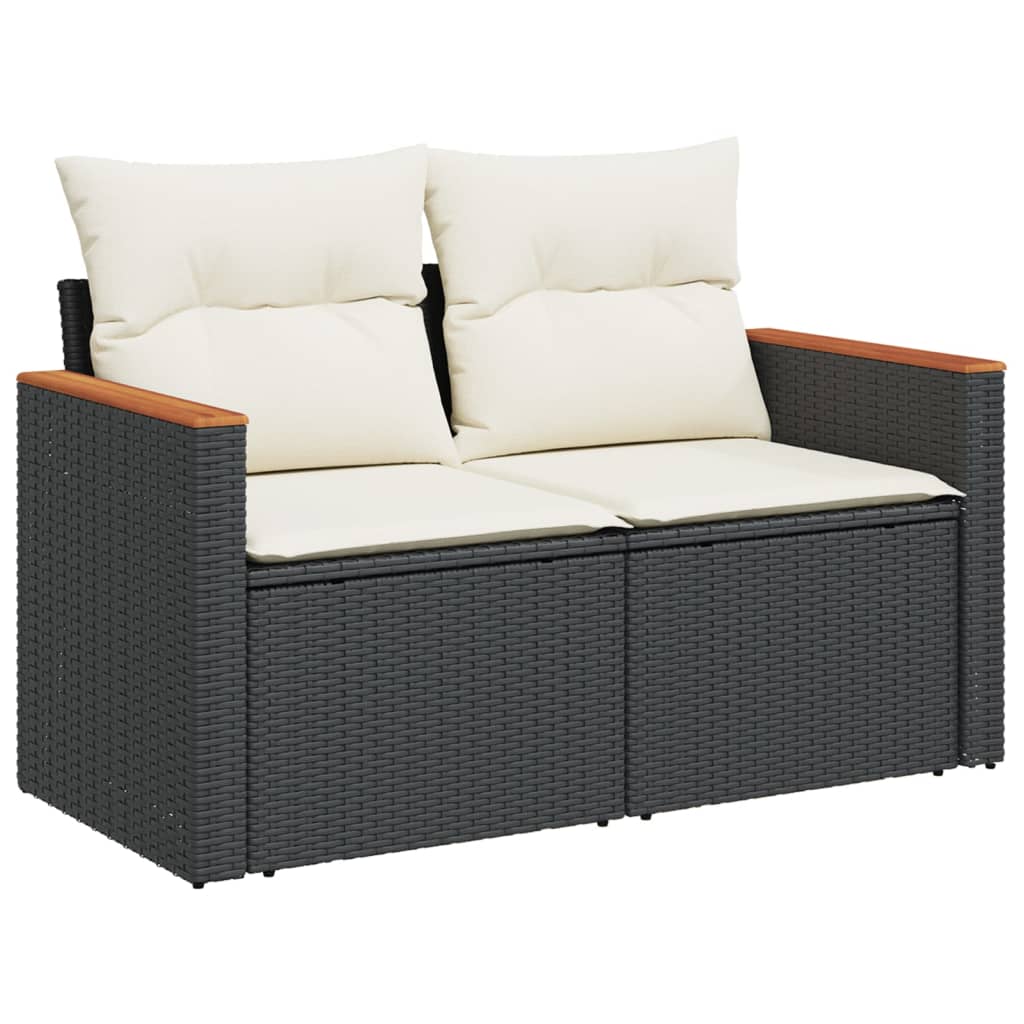 Set Divani da Giardino 13pz con Cuscini Nero in Polyrattan 3226448