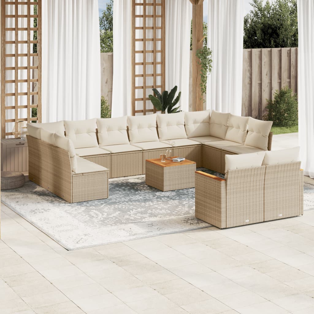 Set Divano da Giardino 13 pz con Cuscini Beige in Polyrattancod mxl 114457