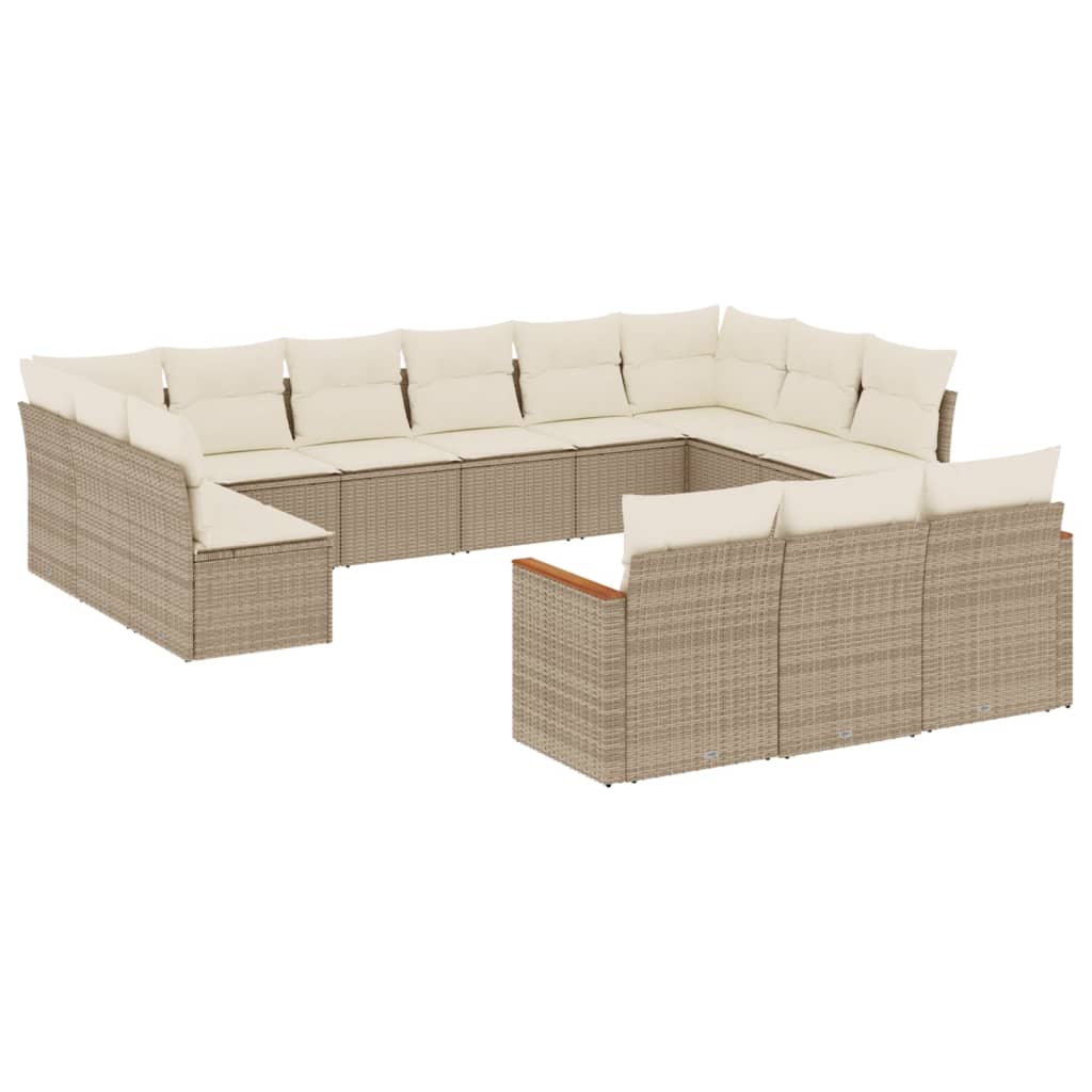 Set Divano da Giardino 13 pz con Cuscini Beige in Polyrattan 3226457