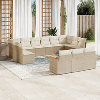 Set Divano da Giardino 13 pz con Cuscini Beige in Polyrattan 3226457