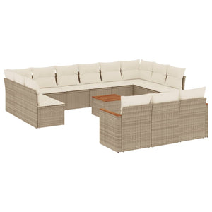 Set Divani da Giardino 14pz con Cuscini in Polyrattan Beigecod mxl 90569