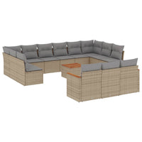 Set Divano da Giardino 14 pz con Cuscini Beige Misto Polyrattan 3226465