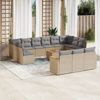 Set Divano da Giardino 14 pz con Cuscini Beige Misto Polyrattan 3226465