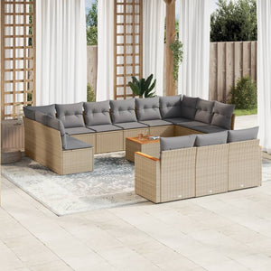 Set Divano da Giardino 14 pz con Cuscini Beige Misto Polyrattancod mxl 113196