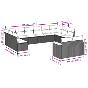 Set Divani da Giardino 14pz con Cuscini in Polyrattan Grigio 3226466