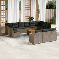 Set Divani da Giardino 14pz con Cuscini in Polyrattan Grigio 3226466