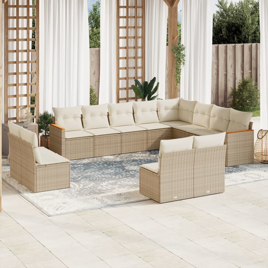 Set Divani da Giardino 12 pz con Cuscini Beige in Polyrattancod mxl 113108