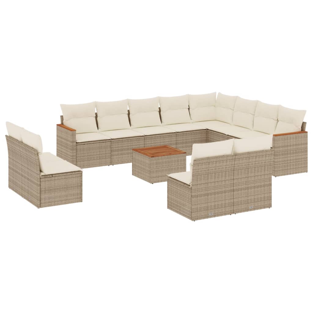 Set Divano da Giardino 13 pz con Cuscini Beige in Polyrattan 3226478