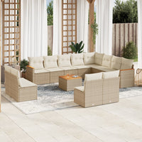 Set Divano da Giardino 13 pz con Cuscini Beige in Polyrattan 3226478