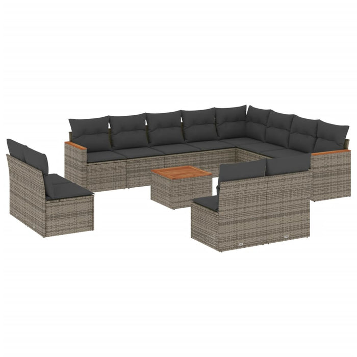 Set Divani da Giardino 13 pz con Cuscini Grigio in Polyrattan 3226480