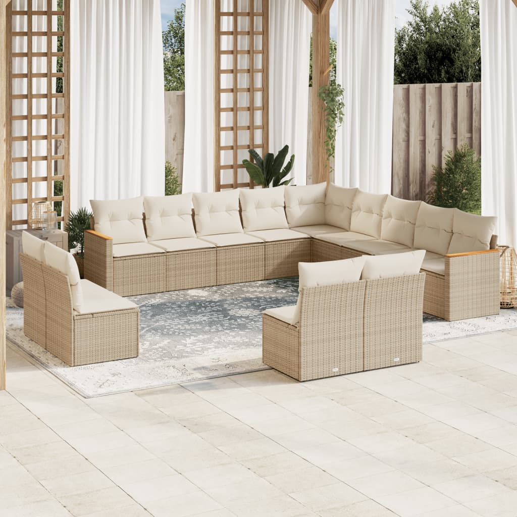 Set Divano da Giardino 13 pz con Cuscini Beige in Polyrattancod mxl 89113