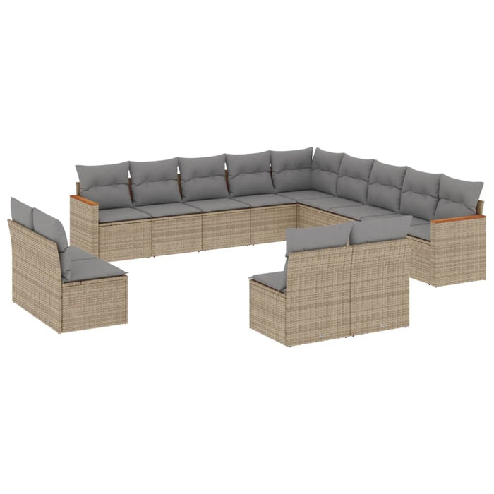 Set Divano da Giardino 13 pz con Cuscini Beige Misto Polyrattan 3226486