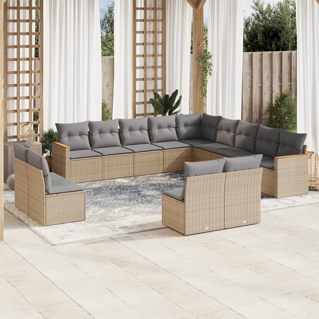 Set Divano da Giardino 13 pz con Cuscini Beige Misto Polyrattancod mxl 113109