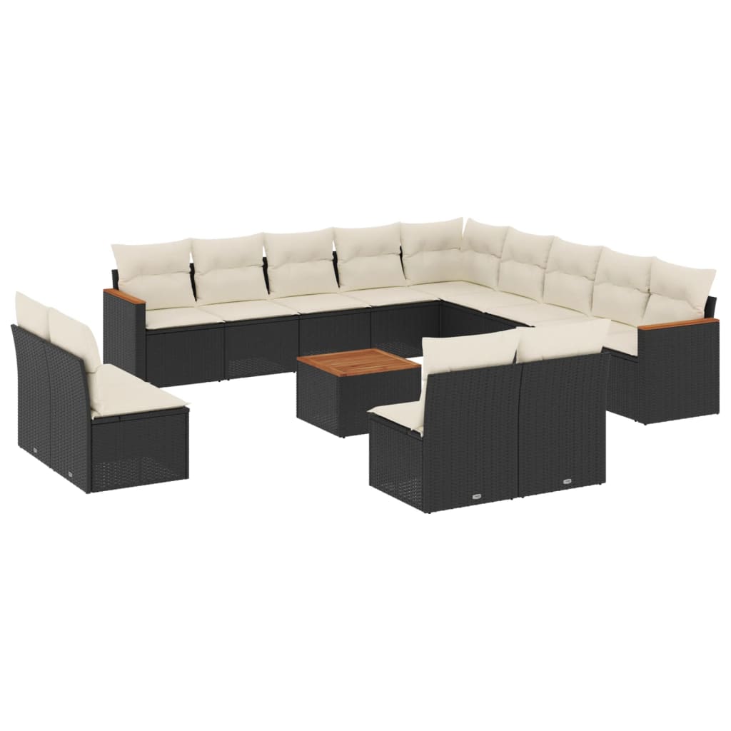 Set Divani da Giardino 14pz con Cuscini in Polyrattan Nero 3226490