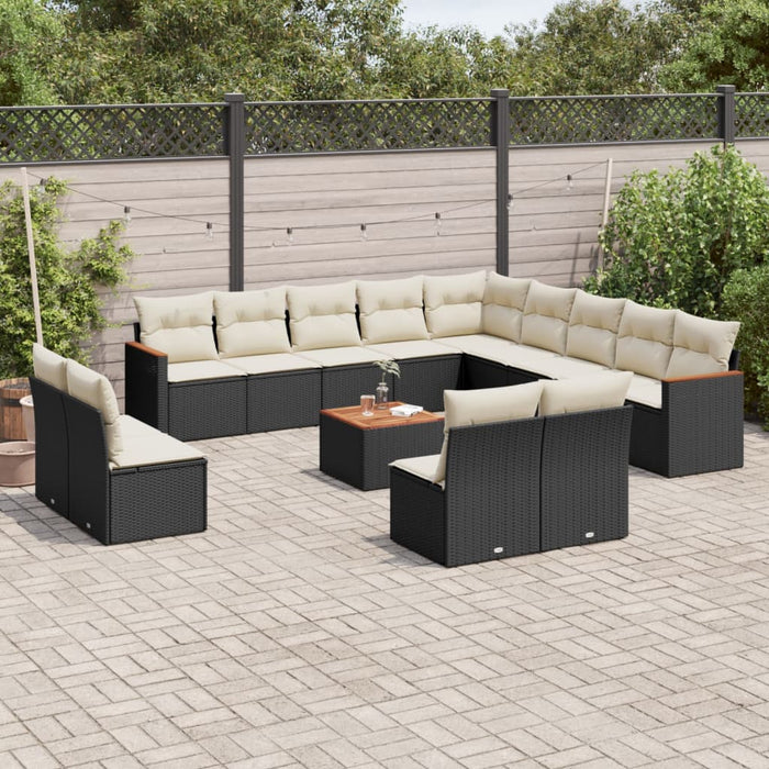 Set Divani da Giardino 14pz con Cuscini in Polyrattan Nero 3226490