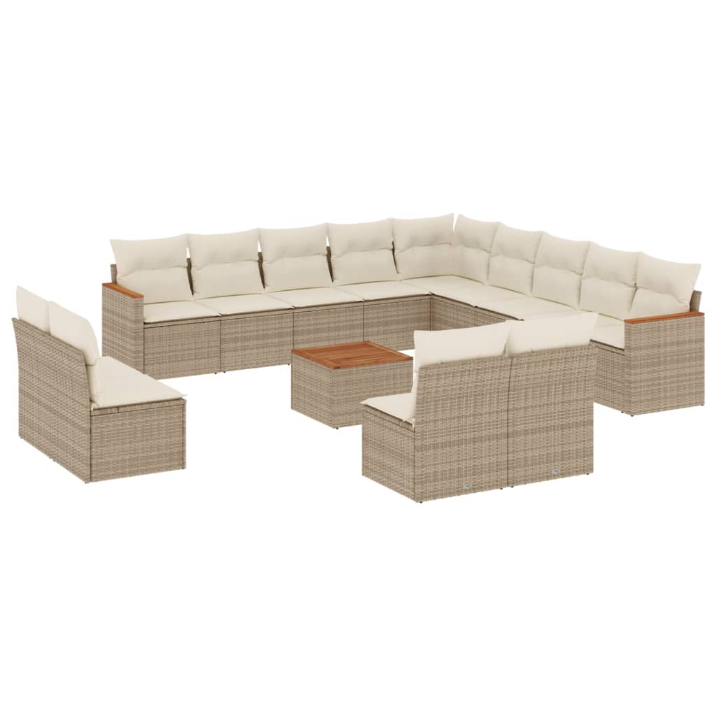 Set Divani da Giardino 14pz con Cuscini in Polyrattan Beigecod mxl 117064