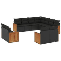 Set Divani da Giardino 11 pz con Cuscini in Polyrattan Nero 3226496