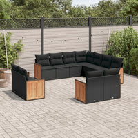 Set Divani da Giardino 11 pz con Cuscini in Polyrattan Nero 3226496