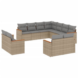 Set Divano da Giardino 11 pz con Cuscini Beige Misto Polyrattancod mxl 89114