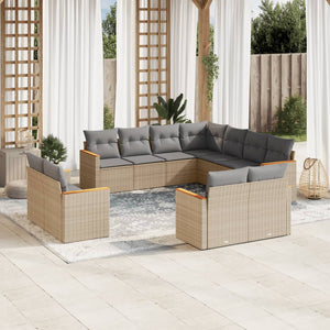 Set Divano da Giardino 11 pz con Cuscini Beige Misto Polyrattancod mxl 89114