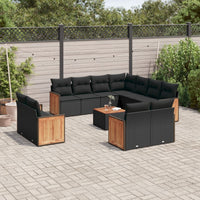 Set Divani da Giardino 12 pz con Cuscini Nero in Polyrattan 3226503