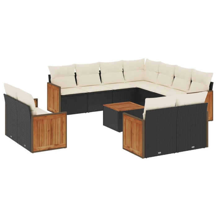 Set Divani da Giardino 12 pz con Cuscini Nero in Polyrattan 3226504