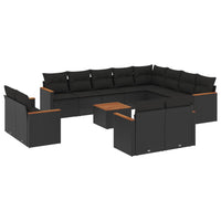 Set Divani da Giardino 13pz con Cuscini Nero in Polyrattancod mxl 116807